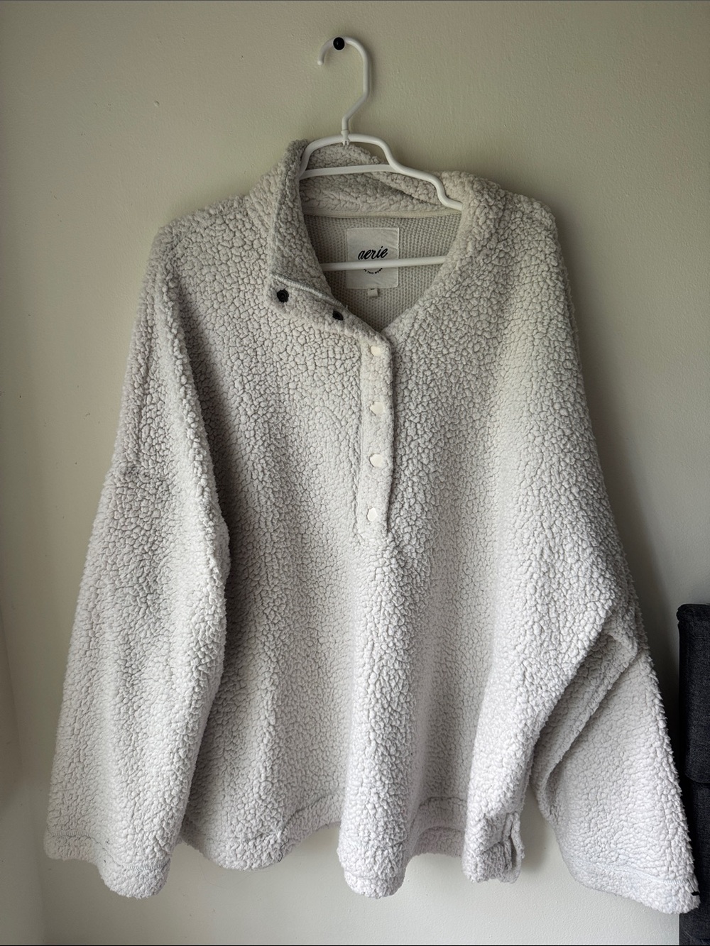 Aerie Cream Plush Sherpa Snap Pullover